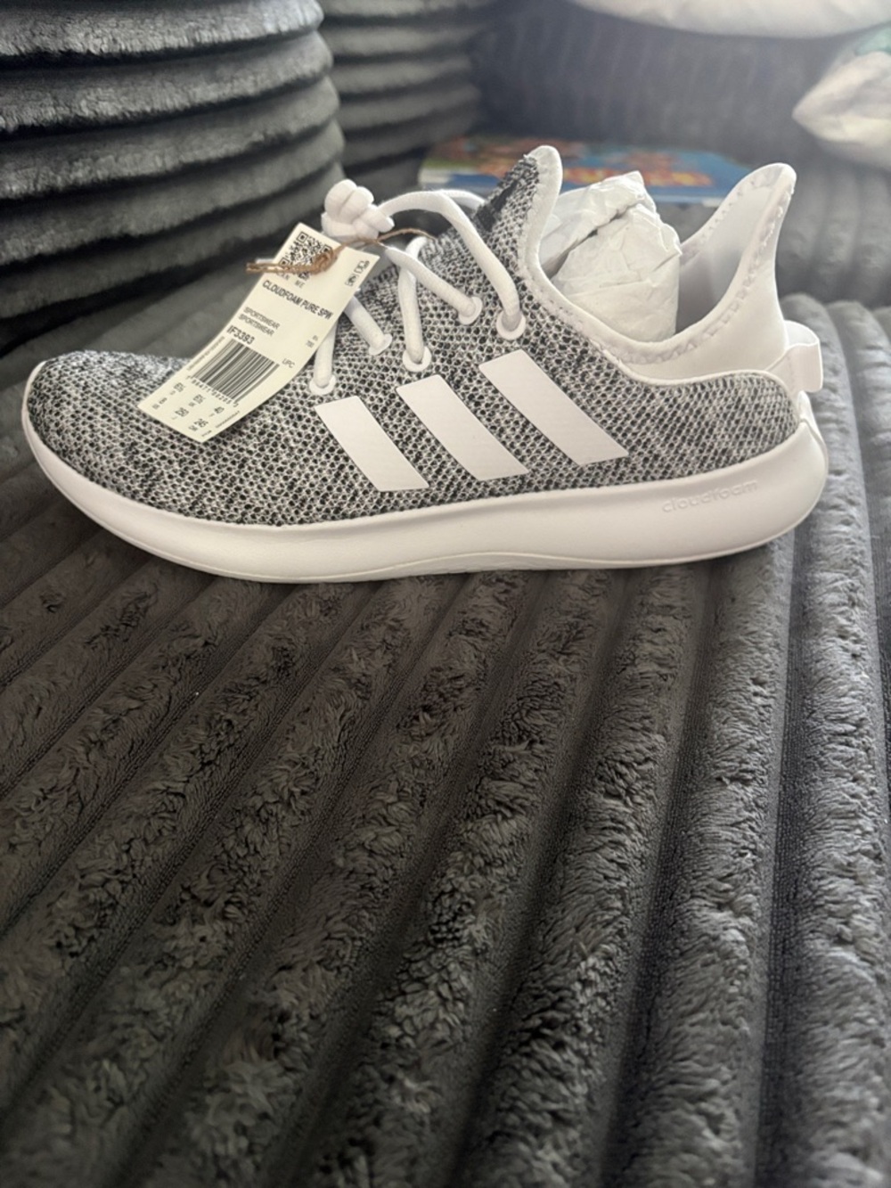 Grey and White **New **Adidas Cloud Foam shoes. Woman’s 8 men’s 6.5.